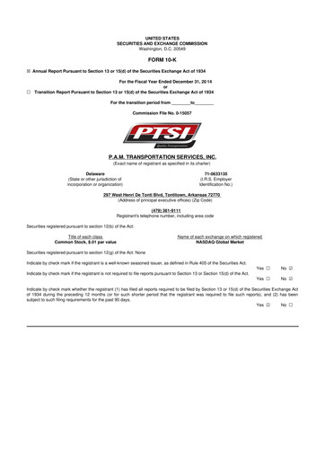 Thumbnail PAMT Corp 10-K Annual Report 2014