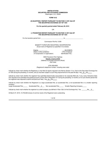 Vorschaubild Bassett Furniture 10-Q Quartalsbericht 2015 