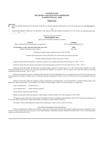 Thumbnail SPAR Group 10-K Annual Report 2014