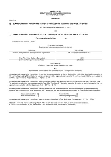 Thumbnail Ethan Allen
 10-Q Quarterly Report FY2015 