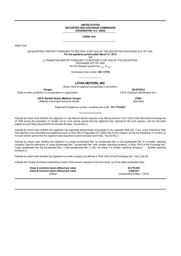 Vorschaubild Lithia Motors 10-Q Quartalsbericht 2015 