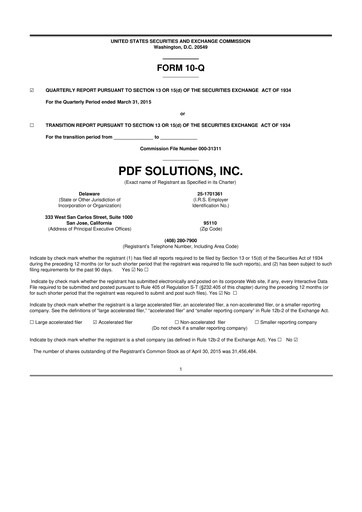 Thumbnail PDF Solutions 10-Q Quarterly Report FY2015 