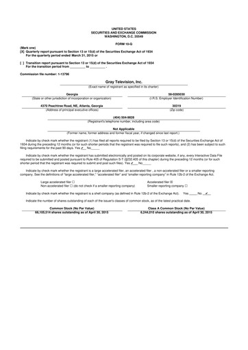 Miniature Gray Media
 10-Q Rapport trimestriel 2015 