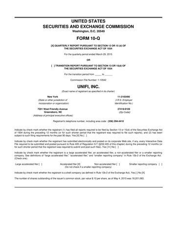 Vorschaubild Unifi 10-Q Quartalsbericht 2015 