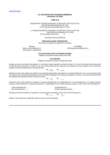 Thumbnail Mercantile Bank 10-Q Quarterly Report FY2015 