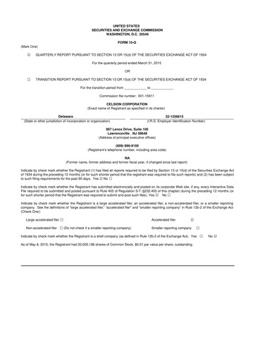 Miniature Imunon 10-Q Rapport trimestriel 2015 