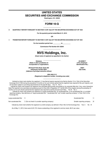 Thumbnail NV5 Global
 10-Q Quarterly Report FY2015 