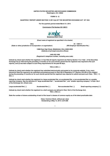 Vorschaubild Middlefield Banc
 10-Q Quartalsbericht 2015 