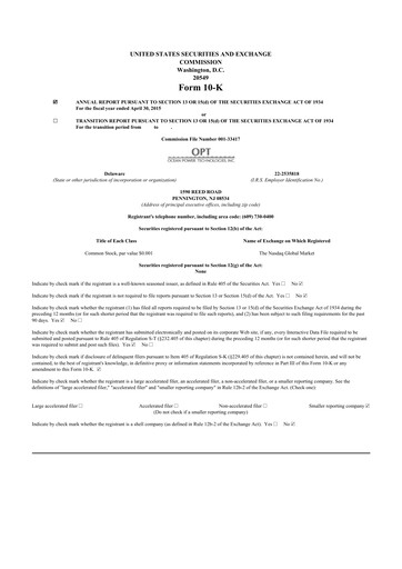 Thumbnail Ocean Power Technologies
 10-K Annual Report 2015