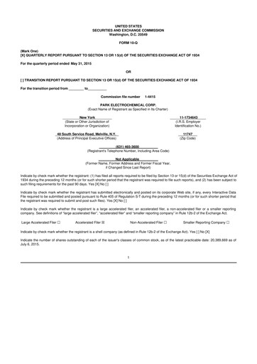 Miniature Park Aerospace 10-Q Rapport trimestriel 2016 