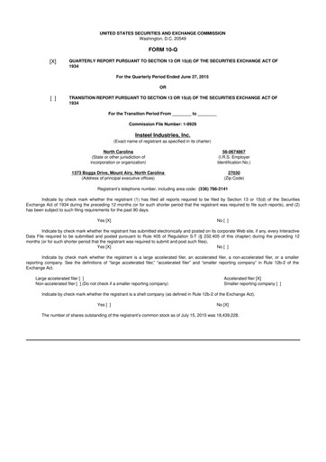 Thumbnail Insteel Industries 10-Q Quarterly Report FY2015 