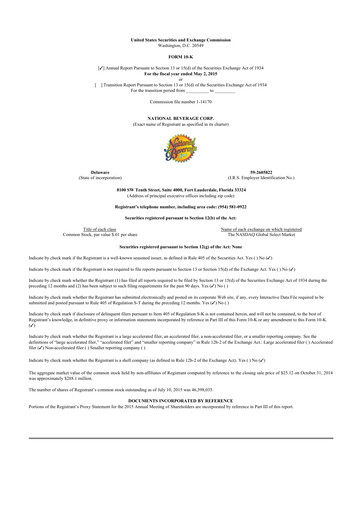 Thumbnail National Beverage
 10-K Annual Report 2015