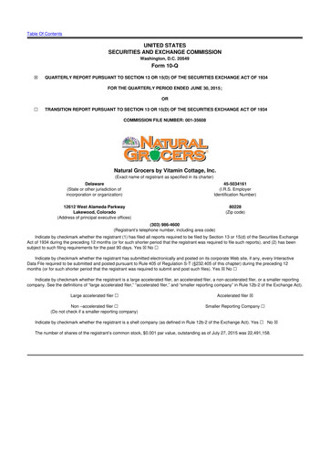 Thumbnail Natural Grocers by Vitamin Cottage 10-Q Quarterly Report FY2015 
