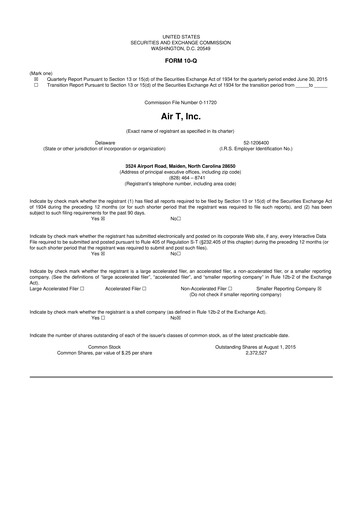 Thumbnail Air T, Inc. 10-Q Quarterly Report FY2016 