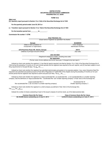 Miniature Gray Media
 10-Q Rapport trimestriel 2015 