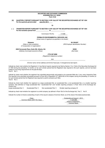 Miniature Perma-Fix Environmental Services 10-Q Rapport trimestriel 2015 