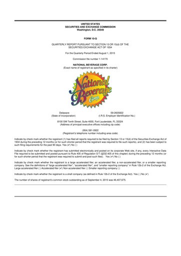 Thumbnail National Beverage
 10-Q Quarterly Report FY2016 