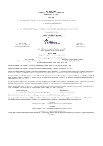 Thumbnail 1-800-Flowers.com, Inc.
 10-K Annual Report 2015