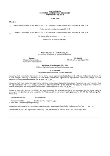 Thumbnail Rocky Mountain Chocolate Factory 10-Q Quarterly Report FY2016 