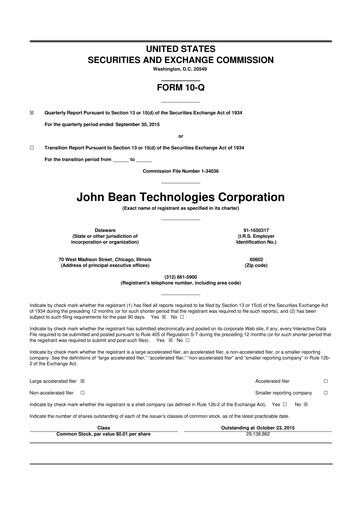 Thumbnail JBT Marel Corporation 10-Q Quarterly Report FY2015 