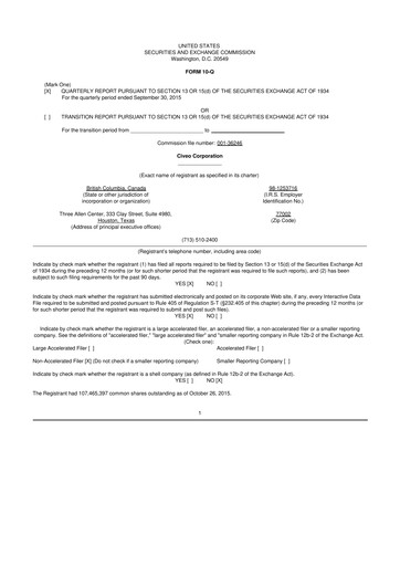 Thumbnail Civeo 10-Q Quarterly Report FY2015 