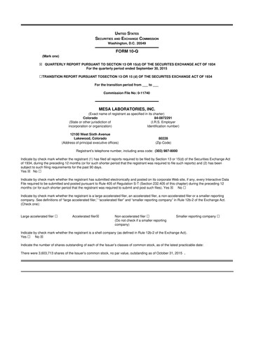 Thumbnail Mesa Laboratories 10-Q Quarterly Report FY2016 