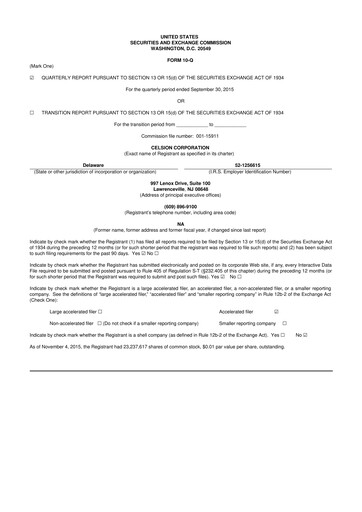 Miniature Imunon 10-Q Rapport trimestriel 2015 