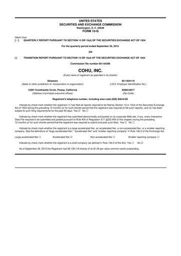 Thumbnail Cohu 10-Q Quarterly Report FY2015 