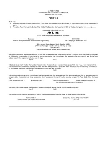 Thumbnail Air T, Inc. 10-Q Quarterly Report FY2016 