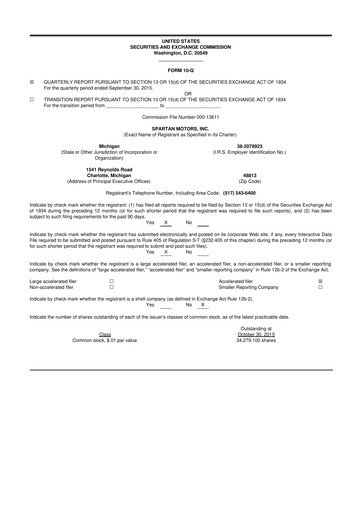 Thumbnail The Shyft Group 10-Q Quarterly Report FY2015 