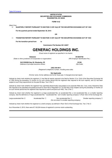 Vorschaubild Generac 10-Q Quartalsbericht 2015 