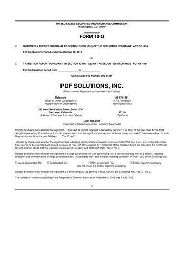 Thumbnail PDF Solutions 10-Q Quarterly Report FY2015 