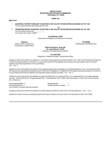 Thumbnail FutureFuel 10-Q Quarterly Report FY2015 