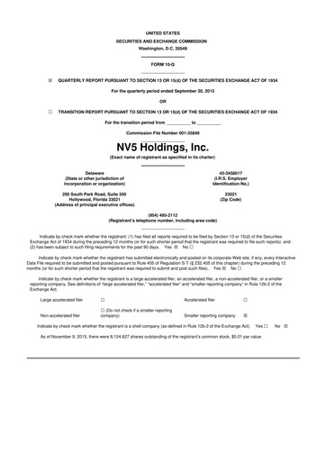 Thumbnail NV5 Global
 10-Q Quarterly Report FY2015 