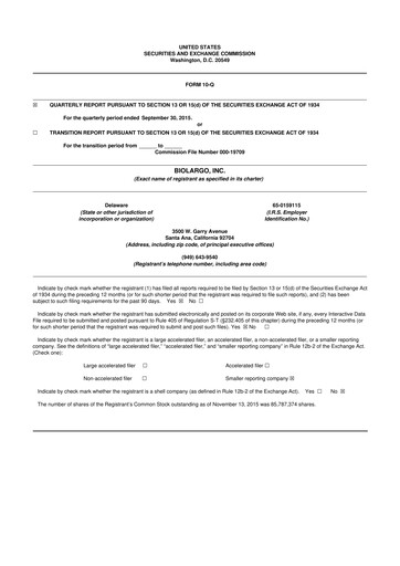 Thumbnail BioLargo 10-Q Quarterly Report FY2015 