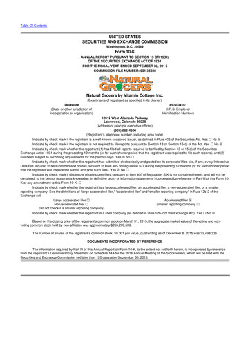 Thumbnail Natural Grocers by Vitamin Cottage 10-K Annual Report 2015