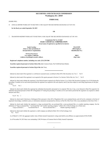 Thumbnail Daily Journal 10-K Annual Report 2015