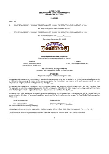 Thumbnail Rocky Mountain Chocolate Factory 10-Q Quarterly Report FY2016 