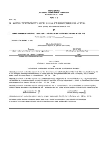 Thumbnail Ethan Allen
 10-Q Quarterly Report FY2016 