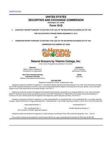 Thumbnail Natural Grocers by Vitamin Cottage 10-Q Quarterly Report FY2016 