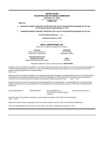 Thumbnail Mesa Laboratories 10-Q Quarterly Report FY2016 