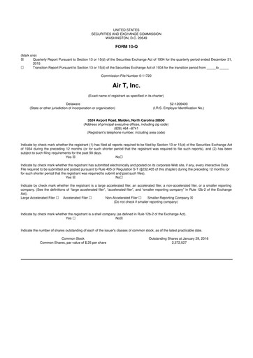 Thumbnail Air T, Inc. 10-Q Quarterly Report FY2016 