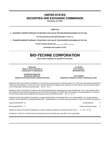 Miniature Bio-Techne 10-Q Rapport trimestriel 2016 