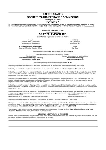 Thumbnail Gray Media
 10-K Annual Report 2015