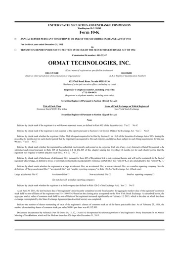 Thumbnail Ormat Technologies
 10-K Annual Report 2015