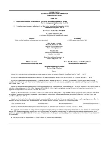 Thumbnail Tile Shop Holdings 10-K Annual Report 2015