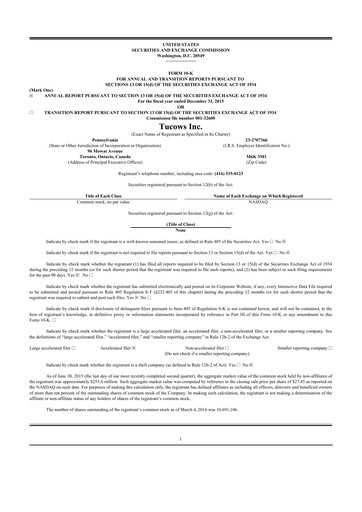 Thumbnail Tucows 10-K Annual Report 2015