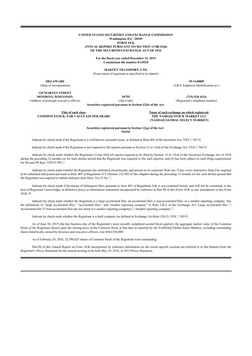 Thumbnail Marten Transport 10-K Annual Report 2015