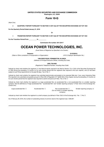 Thumbnail Ocean Power Technologies
 10-Q Quarterly Report FY2016 