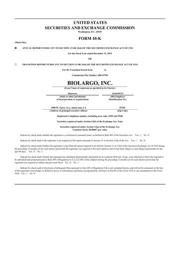 Vorschaubild BioLargo 10-K Jahresbericht 2015
